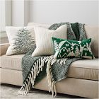 Crewel Holiday Village Pillow Cover