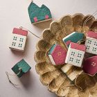 Cotton Mache Houses Ornaments (Set of 9)
