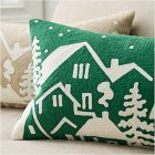 Crewel Holiday Village Pillow Cover