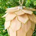 Scandi Wood Gold Pinecone Ornament