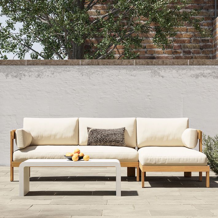 Monterey Outdoor Teak 2-Piece Chaise Sectional