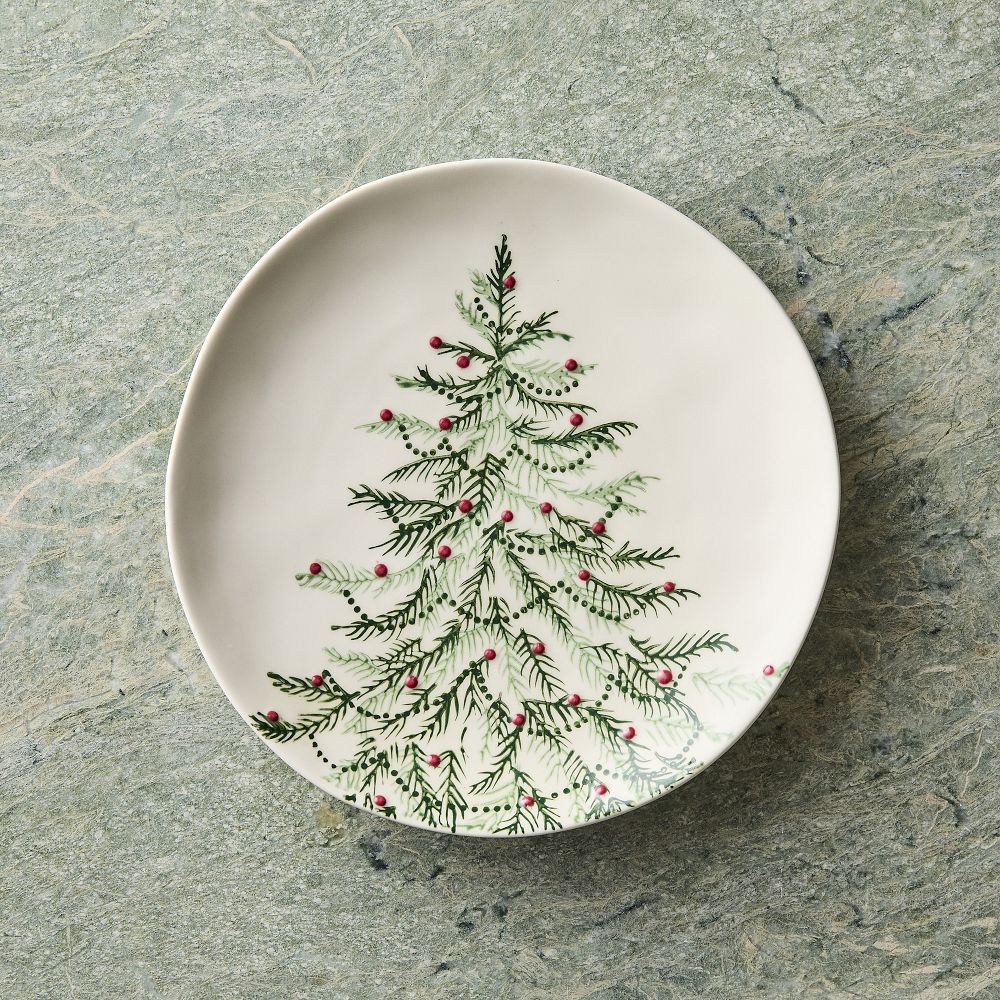 Tannenbaum Holly Stoneware Salad Plate Sets - Holly, Set of 8