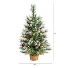 Pre-Lit Faux Flocked Berry &amp; Pine Tree
