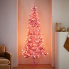Pre-Lit Faux Pink Tinsel Christmas Tree