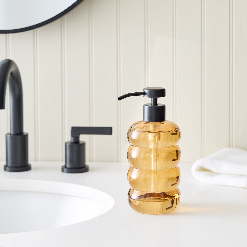 Sculptural Glass Soap Pump in Rust Orange