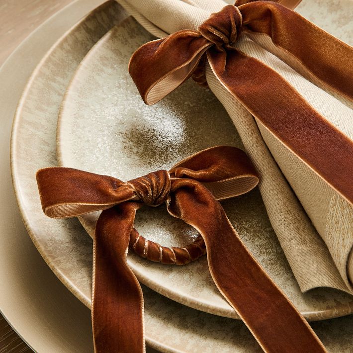 Velvet Bow Napkin Ring Set of 4