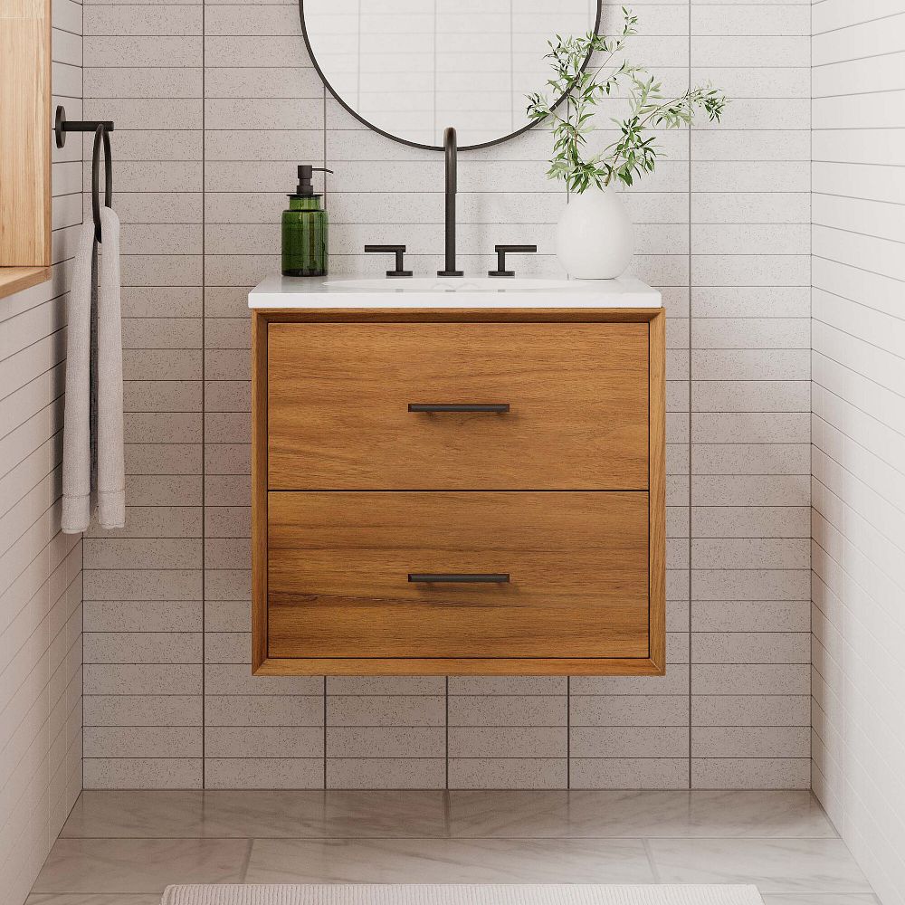 Mid-Century Floating Single Bathroom Vanity (24") | West Elm