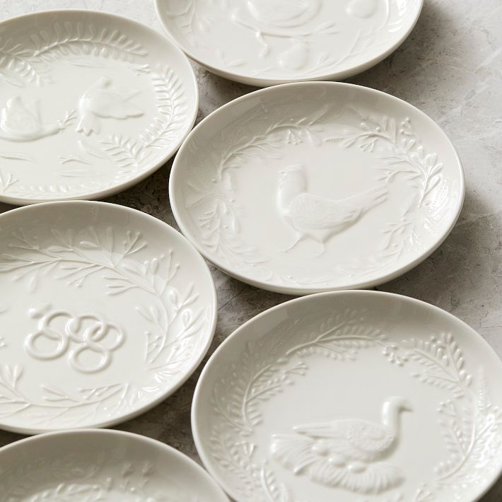 12 Days of Christmas Ceramic Appetizer Plates (Set of 12) - Main Image