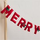 Felt Merry Christmas Garland w/ Holly Leaves