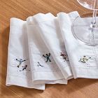Holiday Skiers Embroidered Cocktail Napkin Sets