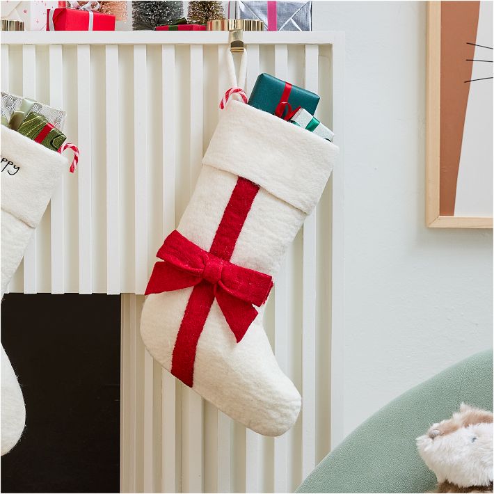 Felt Red Bow Stocking