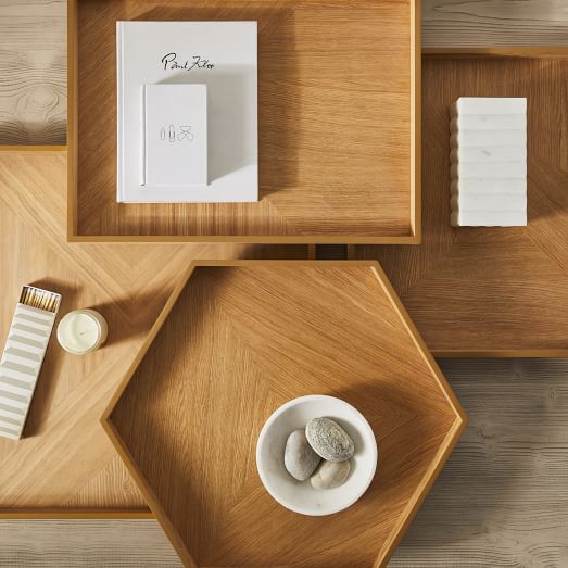 Modern Marquetry Wood Trays - Ashwood | West Elm
