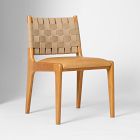 Chip & Dent: Dunham Dining Chair, Ludlow Leather Sesame, Sand Straps, Acorn Finish