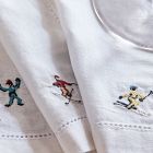 Holiday Skiers Embroidered Cocktail Napkin Sets