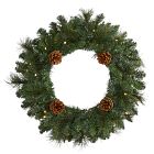 Pre-Lit Faux Pine Cones Wreath