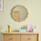 Round Wavy Wood Wall Mirror