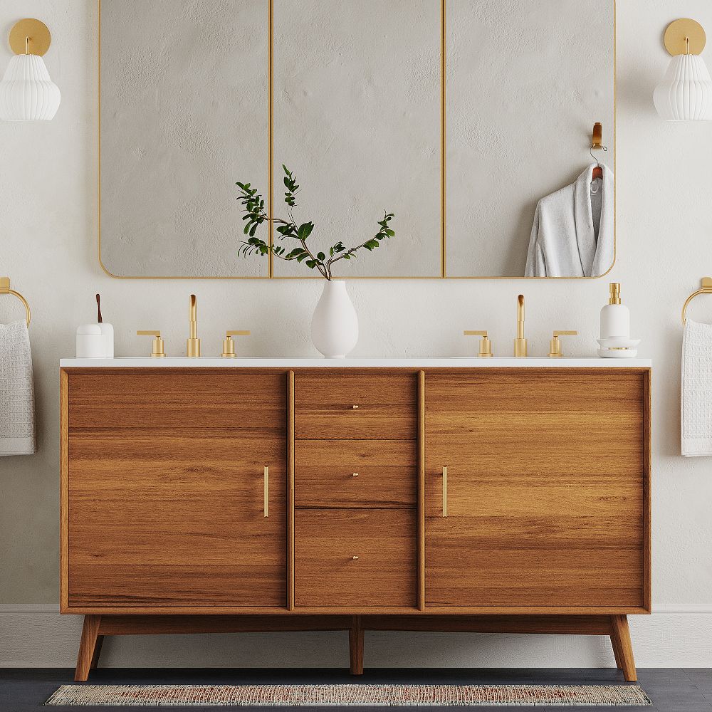 Mid-Century Double Bathroom Vanity (63"–72") | West Elm