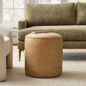 Isla Leather Ottoman | West Elm