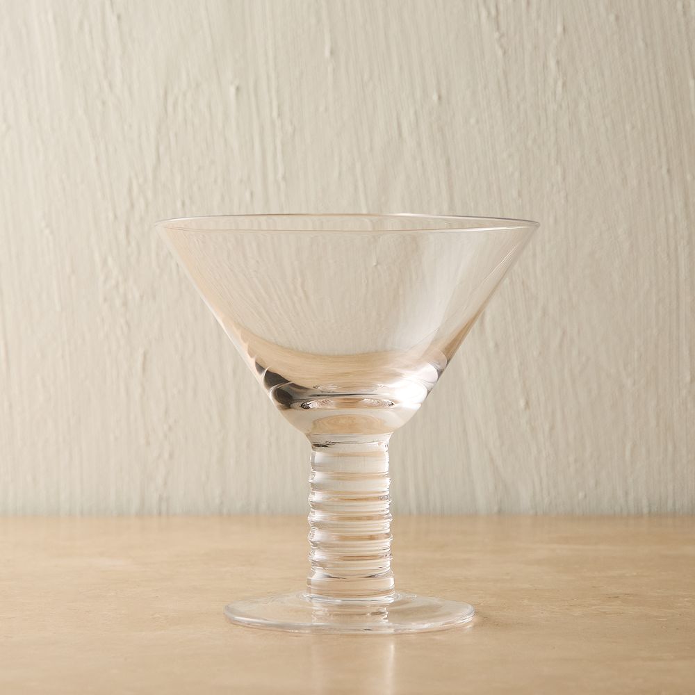 Grooved Stem Martini Glasses - Martini Glass, Clear, Set of 4