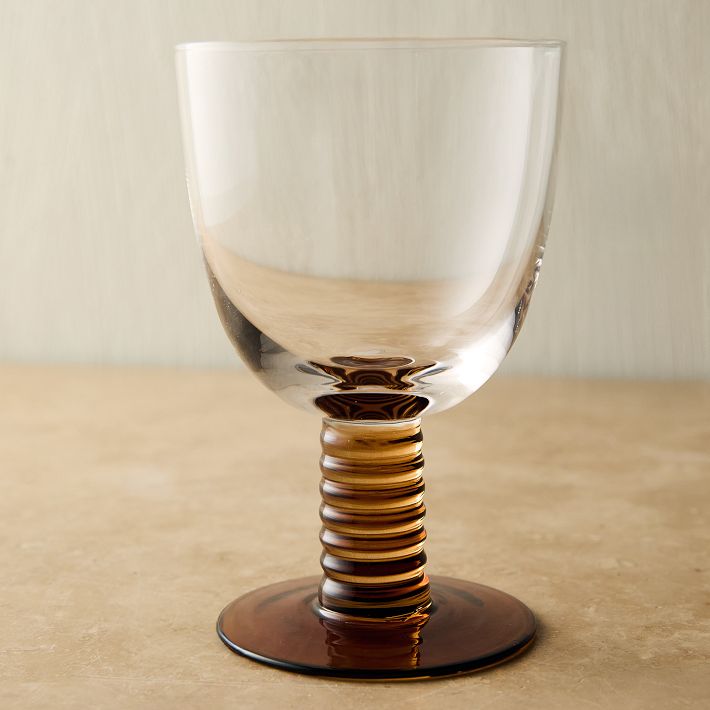 Groove Glassware All Purpose Wine Glass Orange/Amber, Set of 8, West Elm