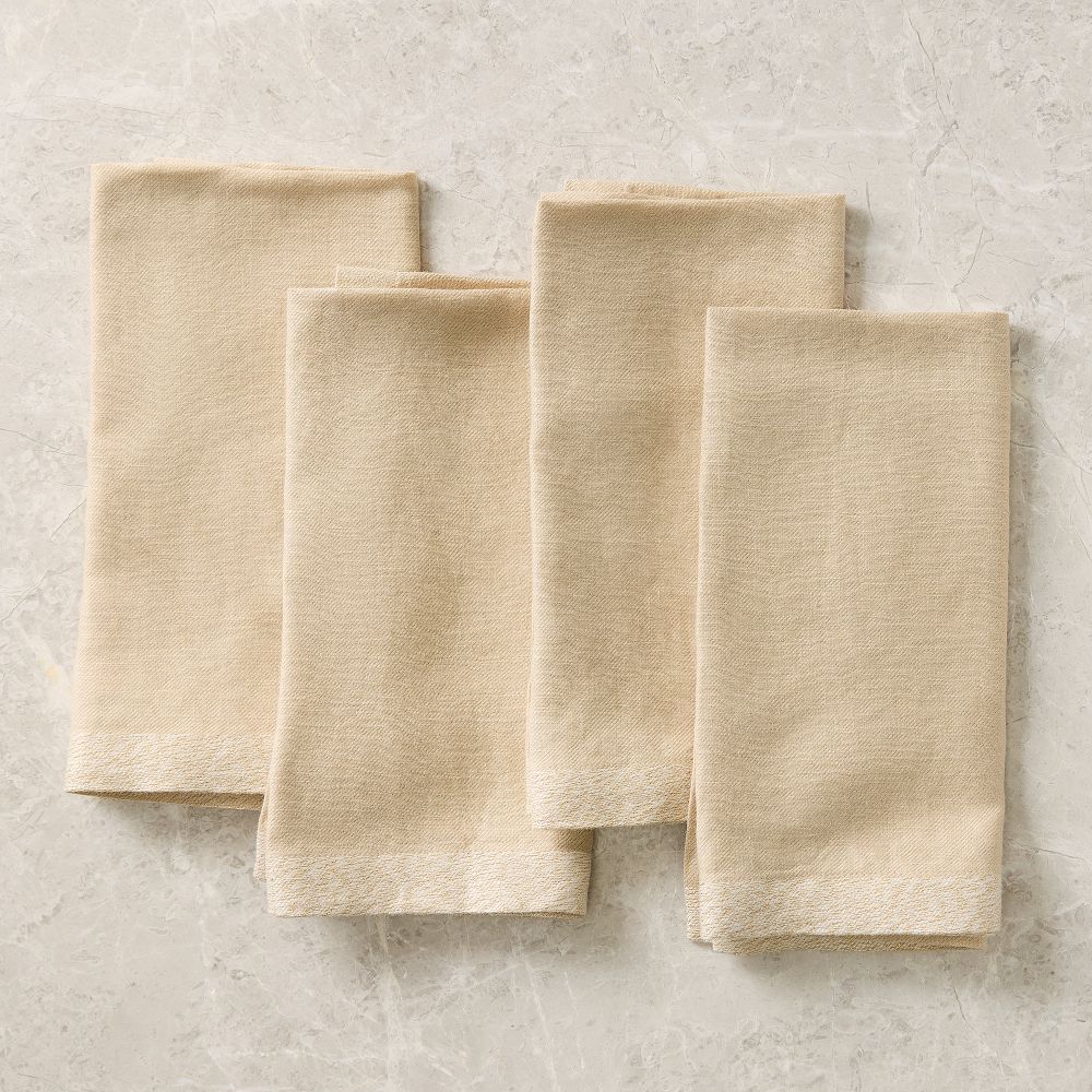 Contrast Border Metallic Napkin Sets - 18X18, Gold, Set of 4
