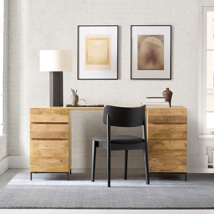 Industrial Modular Desk w/ 2 File Cabinets (64