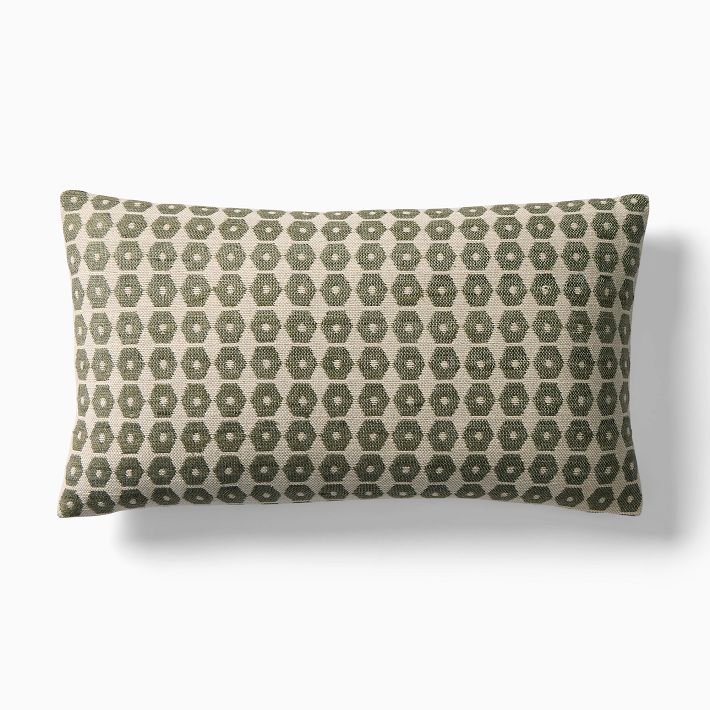 Honeycomb Silk Lumbar Pillow Cover in Dark Olive