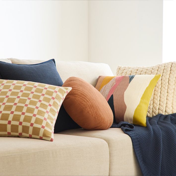 Crewel Landscape Pillow Cover