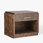 Brown bedside cabinet with two drawers and open lower shelf