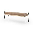 Oak &amp; Stainless Steel Leather Bench (59")