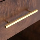 Close-up of horizontal LED light strip on a wooden headboard