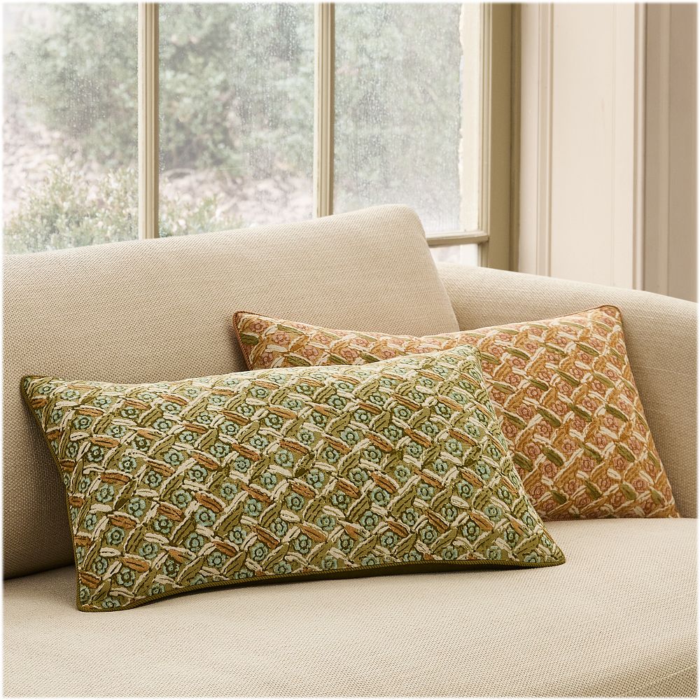 Pierce & Ward Floral Lattice Lumbar Pillow Cover