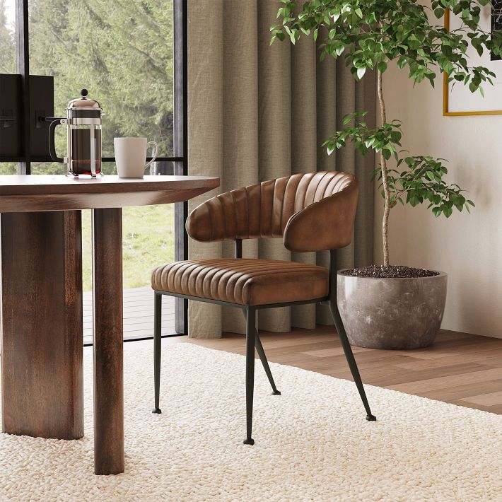 Amory Leather Channeled Dining Chair West Elm