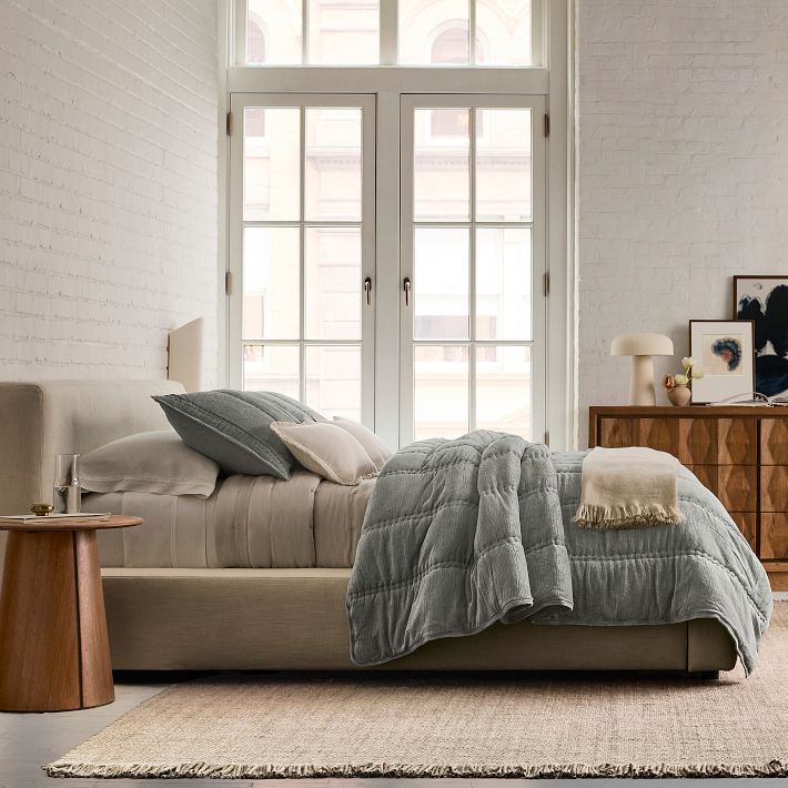 Chenille Linear Comforter & Shams - KING - MINERAL GRAY