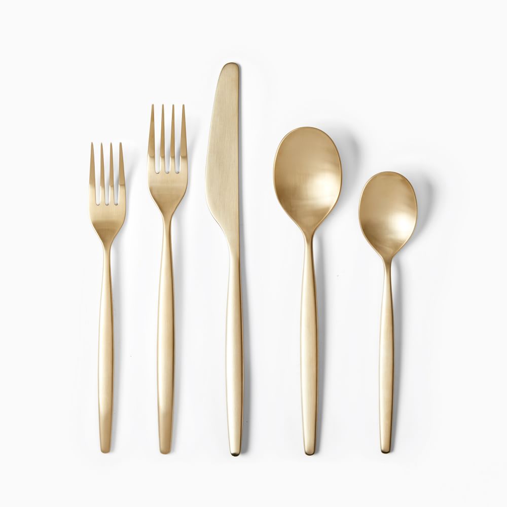 Sidney Flatware Sets - Light Gold - 20-Piece, Gold Satin