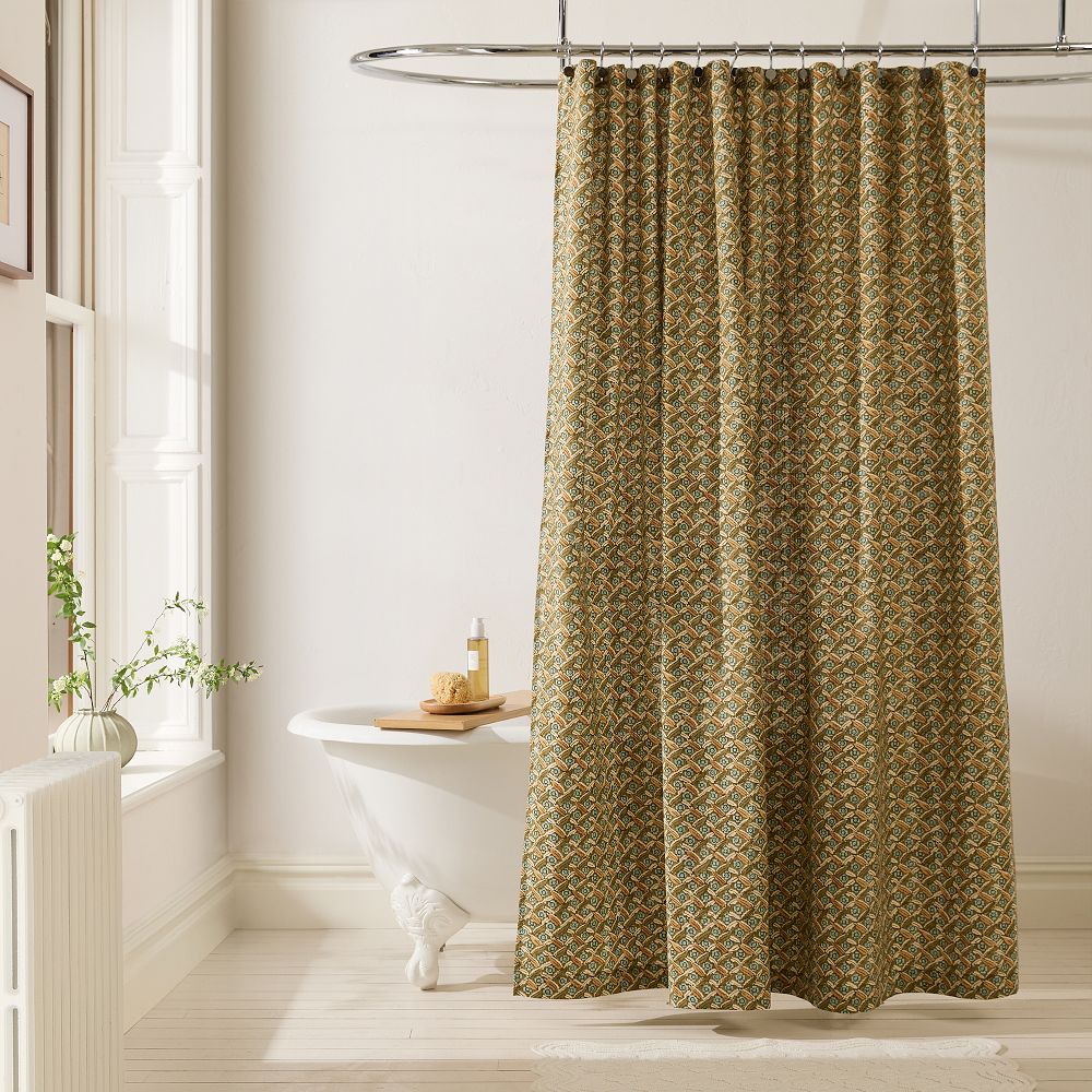 Pierce & Ward Floral Lattice Shower Curtain