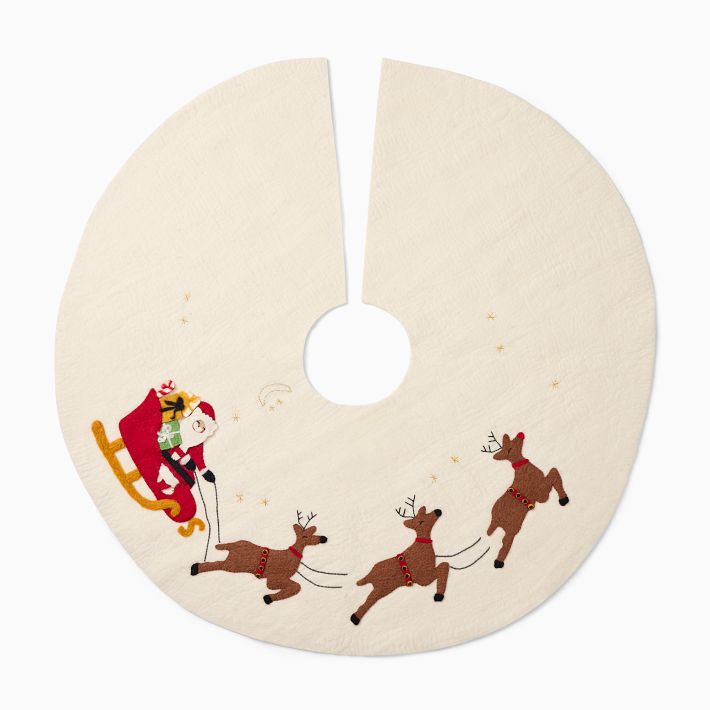 Felt Santa & Sleigh Tree Skirt - 48In