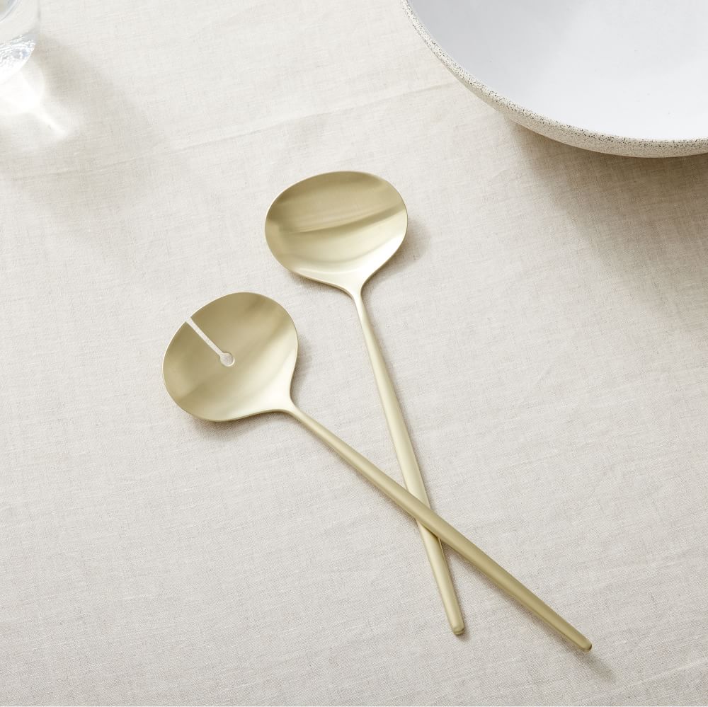 Sidney Stainless Steel Serving Utensils - Gold (Set of 2)