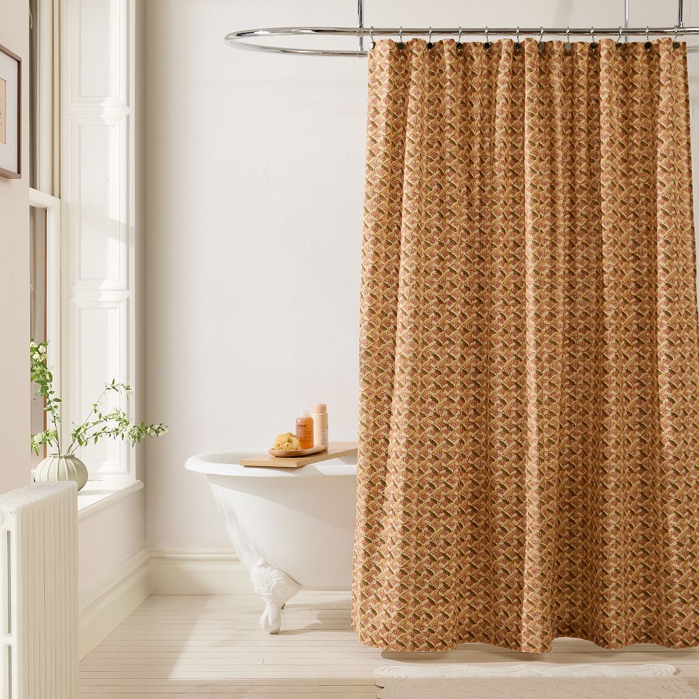 Pierce & Ward Floral Lattice Shower Curtain - 72x74, Mahogany Rose