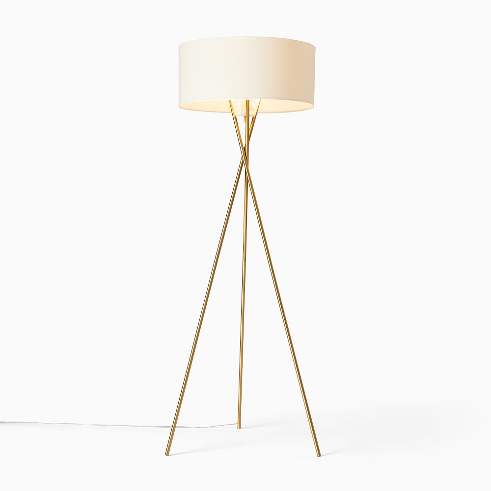 Mid-Century Tripod Floor Lamp (66") / Brass