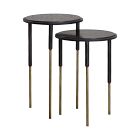 Marble &amp; Wrought Iron Nesting Side Tables (15")