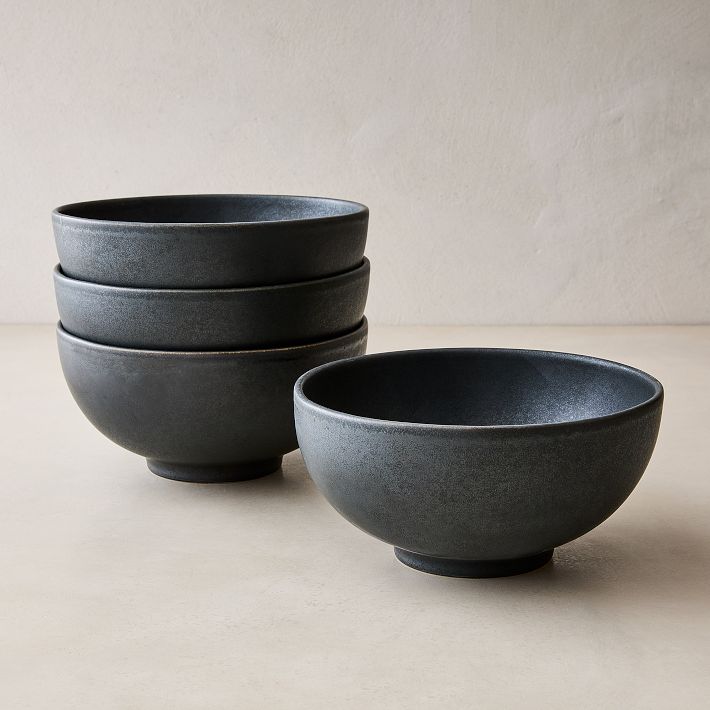 Kanto Stoneware Ramen Bowl Sets in Black (Set of 8)