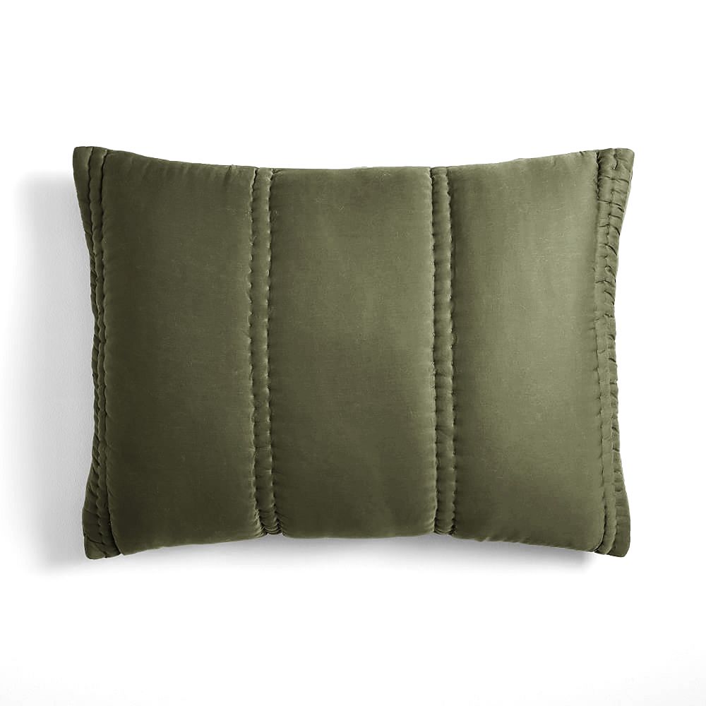 West Elm Silky TENCEL™ Plush Comforter & Shams - Dark Olive