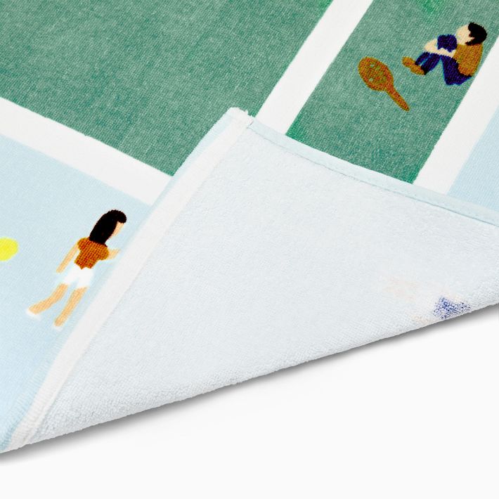 West elm テニス イラスト ビーチタオル Tennis Scene Beach Towel | West Elm