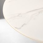 Orbit Restaurant Round Dining Table &ndash; Porcelain w/ Protective Metal Bumper