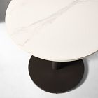 Orbit Restaurant Round Dining Table &ndash; Porcelain w/ Protective Metal Bumper