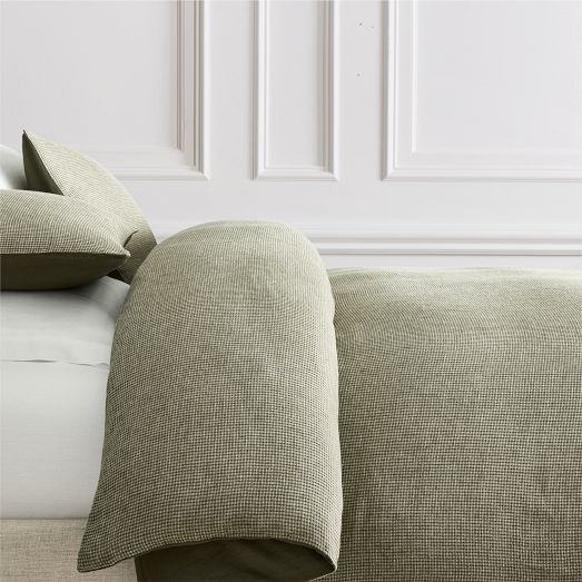 European Flax Linen Mini Waffle Duvet Cover & Shams