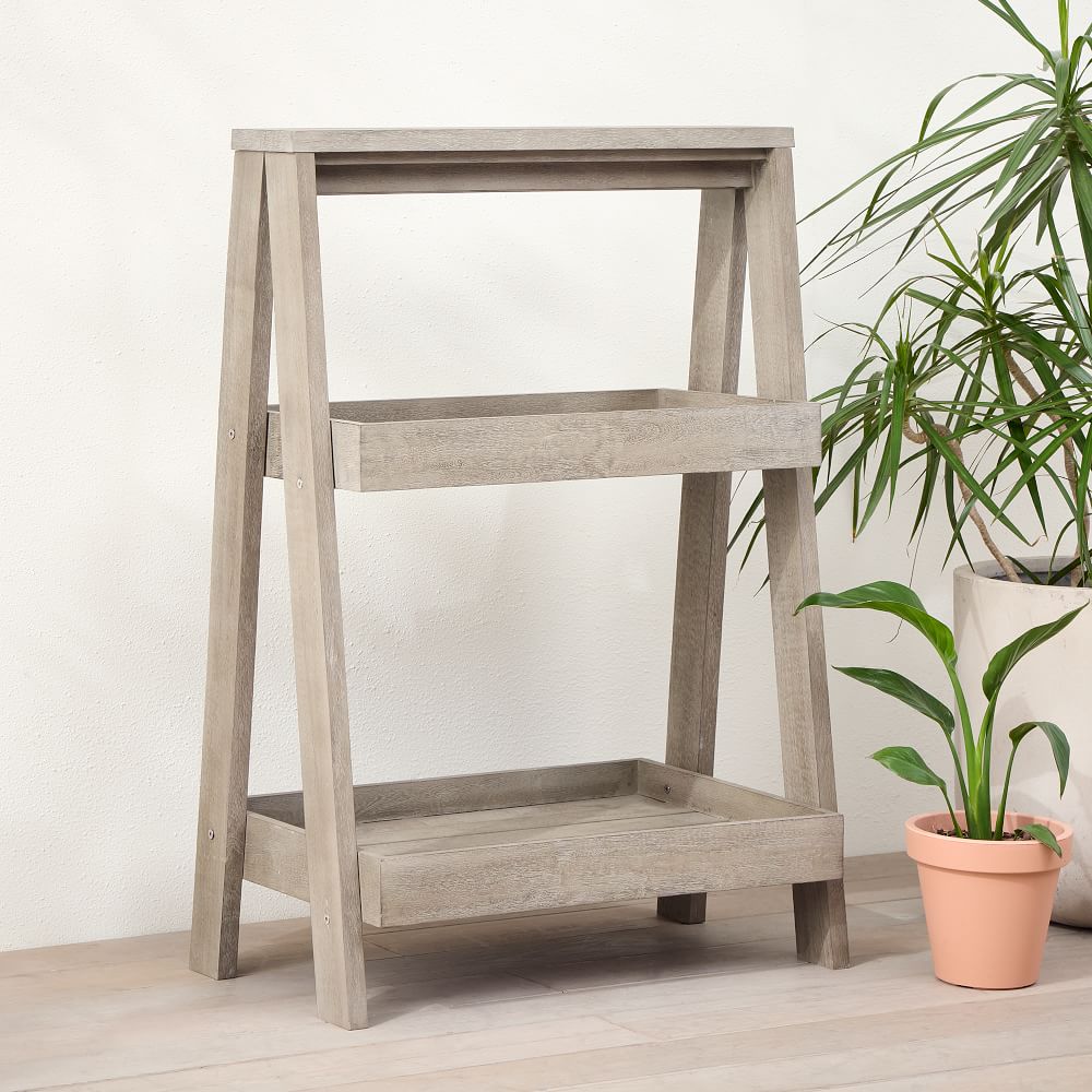 Portside Wood 2-Tier Plant Stand & Tray Table