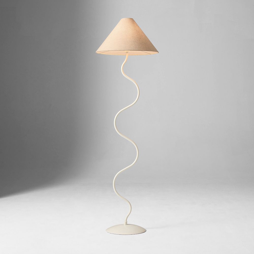 Zigzag Floor Lamp (64") - White Linen, Alabaster