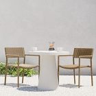 Concrete Pedestal Outdoor Round Dining Table (32&quot;&ndash;60&quot;) &amp; Westport Stacking Arm Dining Chairs Set
